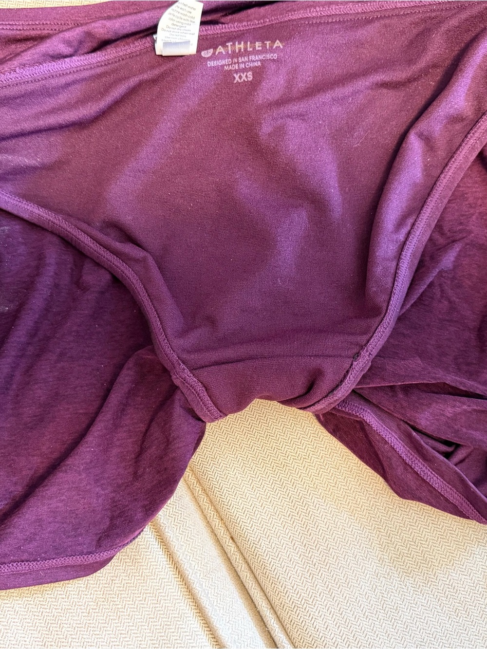 Athleta Swim Blousy Top w/Swim Skirt Plum Color, Size XXS - Picture 8 of 9